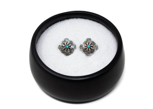 Stamped Sterling Turquoise Conch Earrings