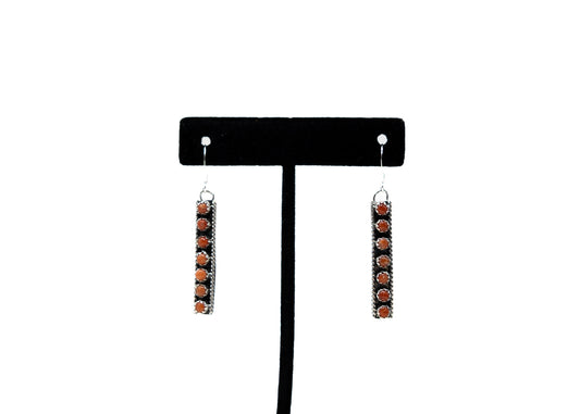 Coral Dot Bar Style Earrings