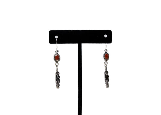Sweet Sterling Coral Feather Earrings