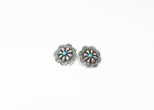 Blackgoat Stamped Sterling Silver Turquoise Conch Earrings