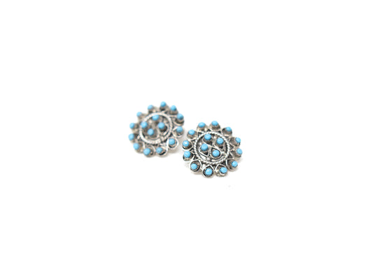 Zuni Sleeping Beauty Turquoise Snake Eye Earrings