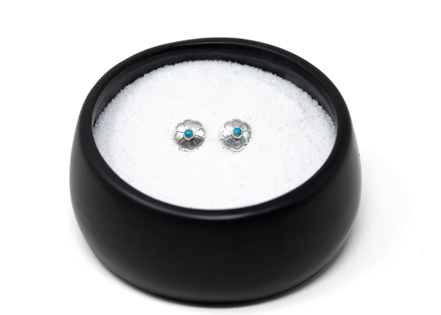 Stamped Sterling Turquoise Petal Earrings