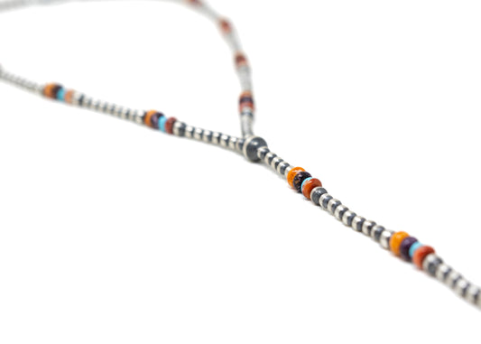 Sterling Silver, Kingman and Spiny Multi Bead Lariat