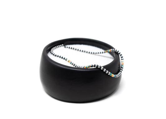 5mm Sterling Silver Beaded Necklace with Heishi Accents