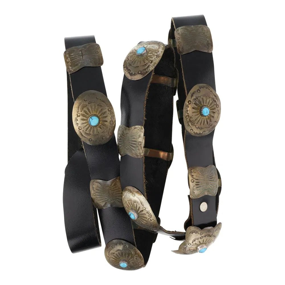 Vintage Navajo Kingman Turquoise Concho Belt