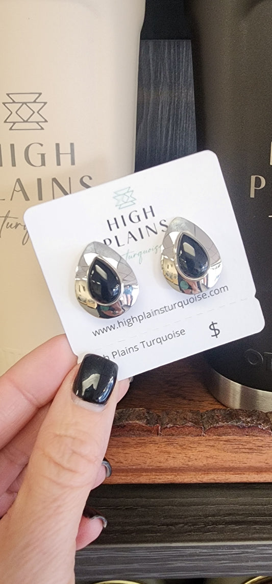 Black Onyx Clip-On Earrings