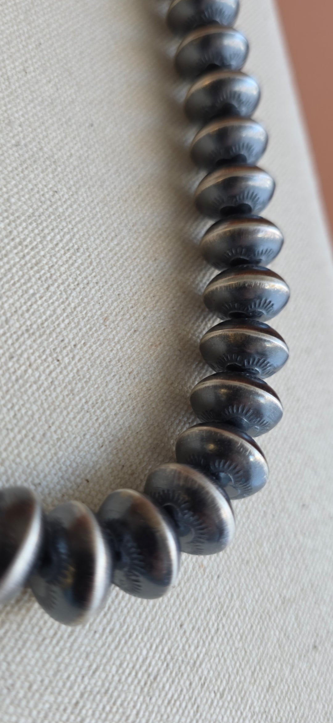15mm Handmade Navajo Sterling Saucer Pearls by Michelle Jameson