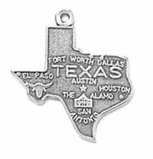 Sterling Silver Texas State Pendant Necklace - 18"