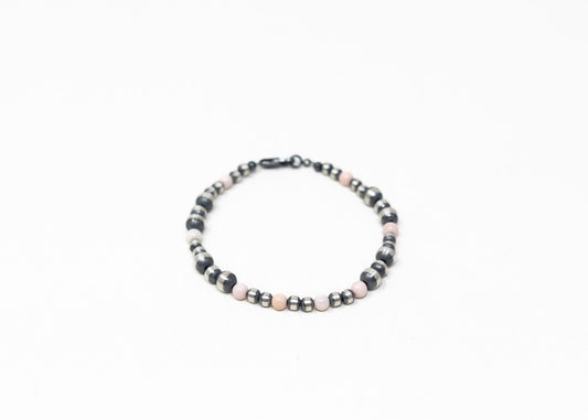 Sterling and Pink Conch Beaded Bracelet