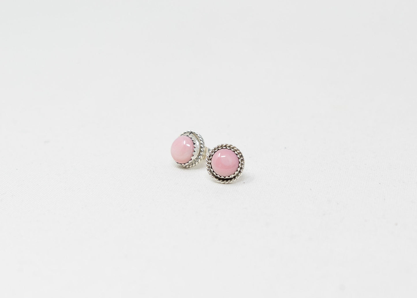 Sterling Rope Pink Conch Stud Earrings