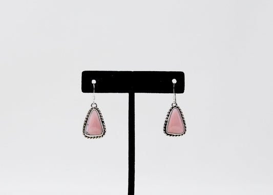 Slender Sterling Pink Conch Triangle Earrings