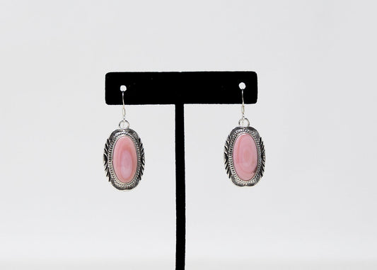 Large Oval Pink Conch Earrings