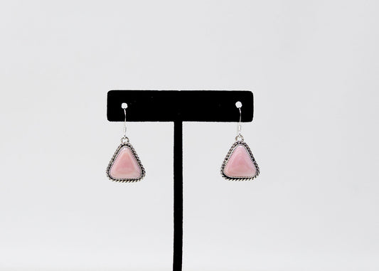 Rope Accent Pink Conch Triangle Earrings