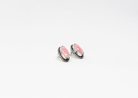 Long Oval Pink Conch Earrings