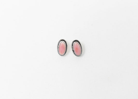 Long Oval Pink Conch Earrings