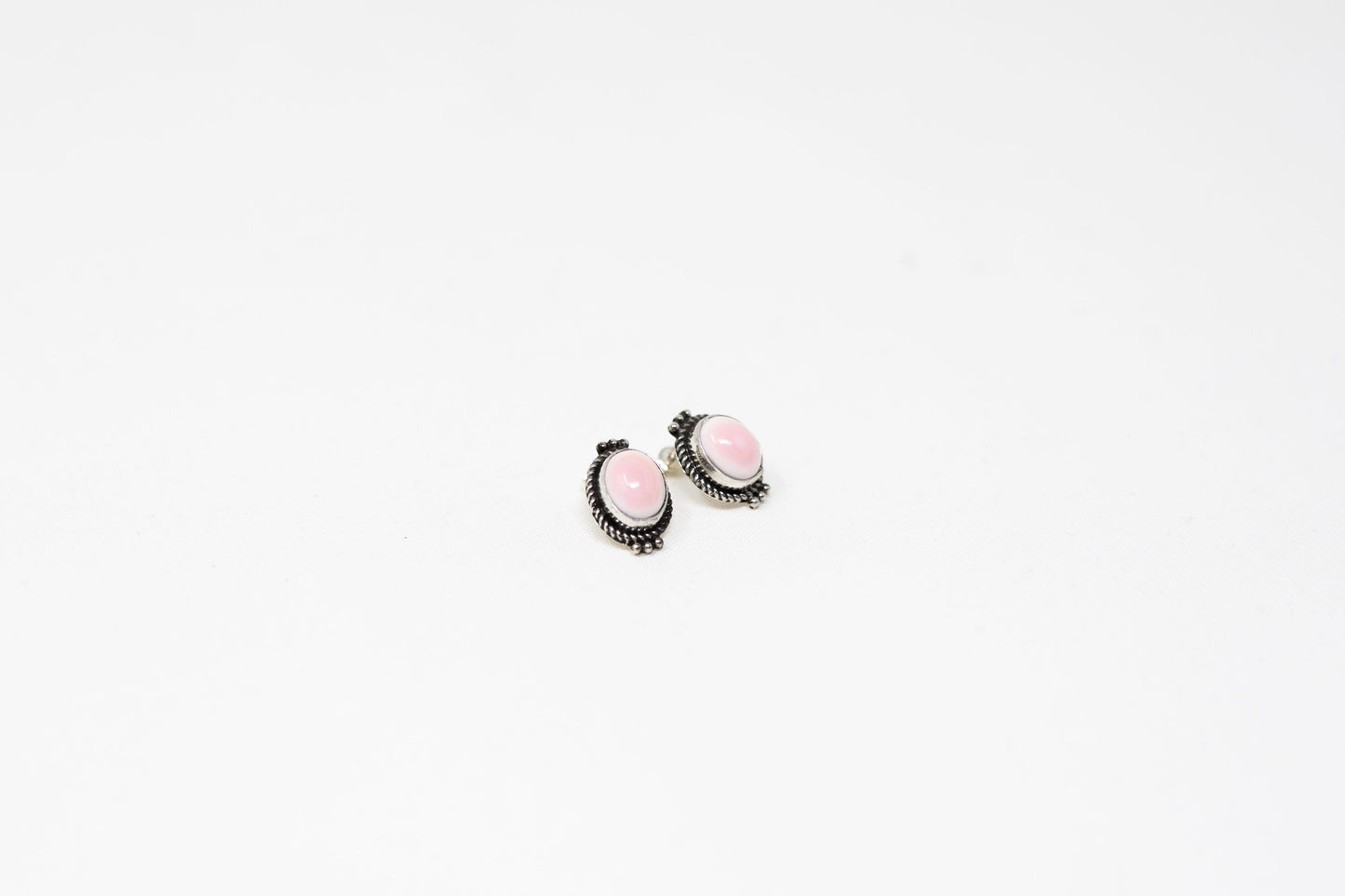 Sterling Double Dot Pink Conch Earrings