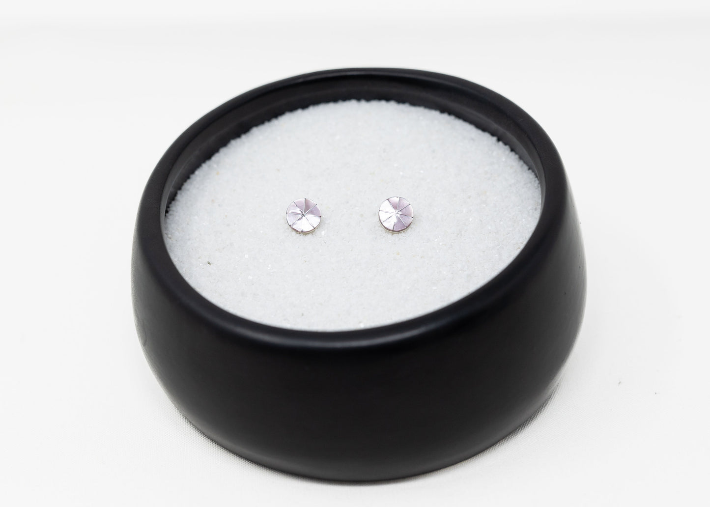 Zuni Pink Mother of Pearl Sterling Inlay Earrings