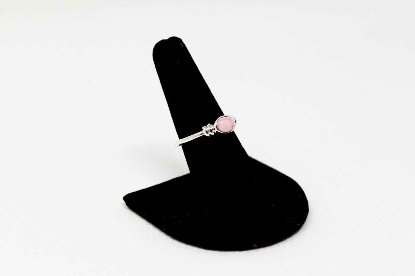 Sweet Sterling Double Rope Pink Conch Ring