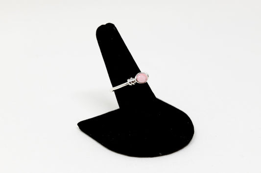 Sweet Sterling Double Rope Pink Conch Ring