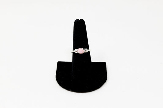Sweet Sterling Double Rope Pink Conch Ring