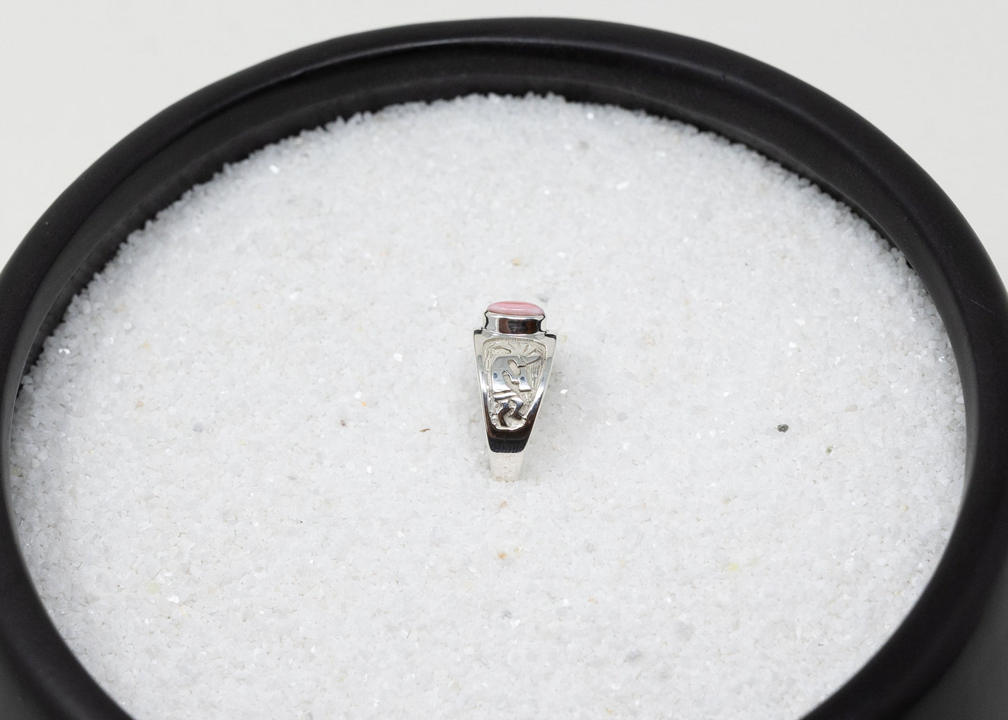 Stamped Sterling Wide Band Pink Conch Ring