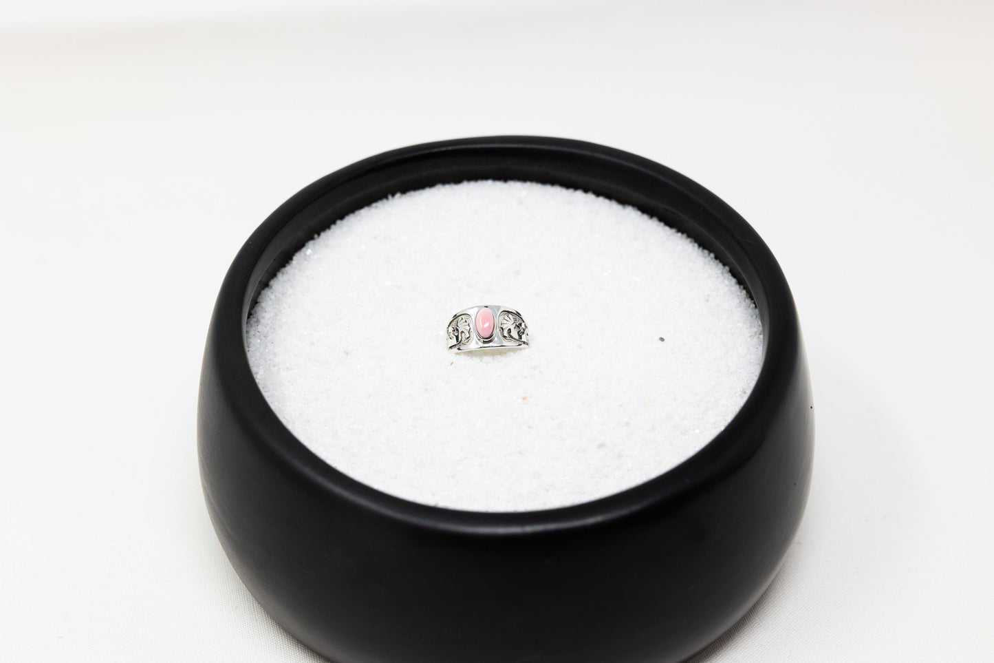 Stamped Sterling Wide Band Pink Conch Ring