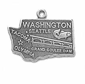 Sterling Silver Washington State Pendant Necklace - 18"