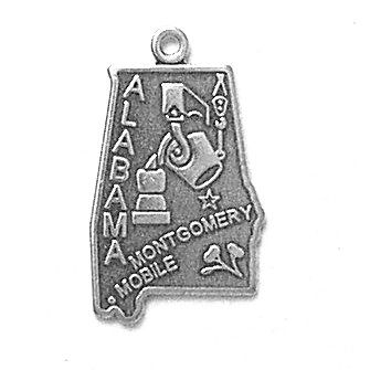 Sterling Silver Alabama State Pendant Necklace - 18"