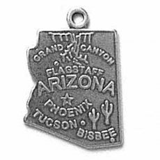 Sterling Silver Arizona State Pendant Necklace - 18"