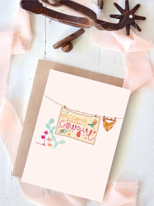 "Welcome Little Cowgirl" Baby Shower Greeting Card