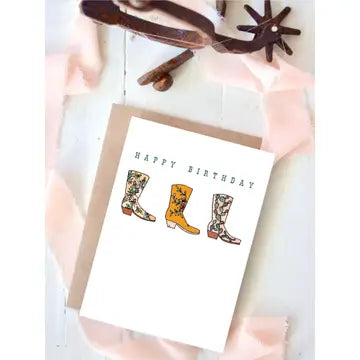 Cowgirl Boots Birthday Card