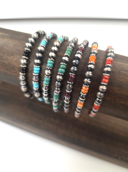 5mm Sterling Silver Gemstone Beaded Bracelet