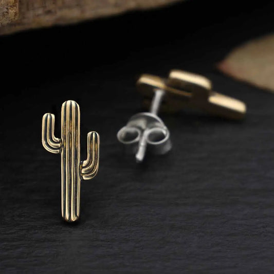 Bronze Cactus Post Back Earrings