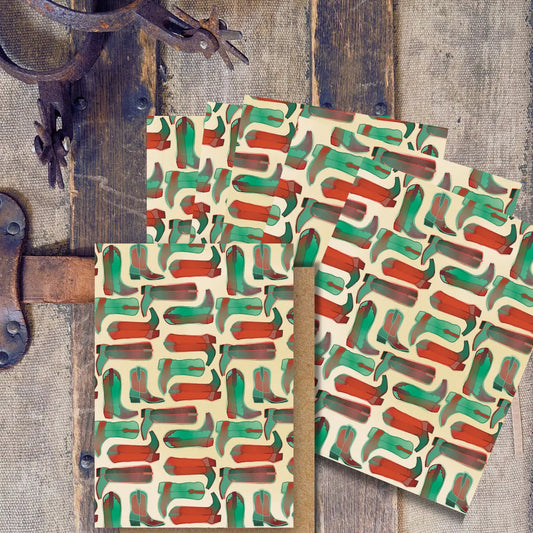 Mini Western Christmas Boot Card Set