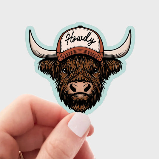Howdy Highland Cow Sticker