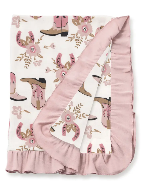 Western Cowgirl Boots Soft Baby Cotton Stroller Blanket