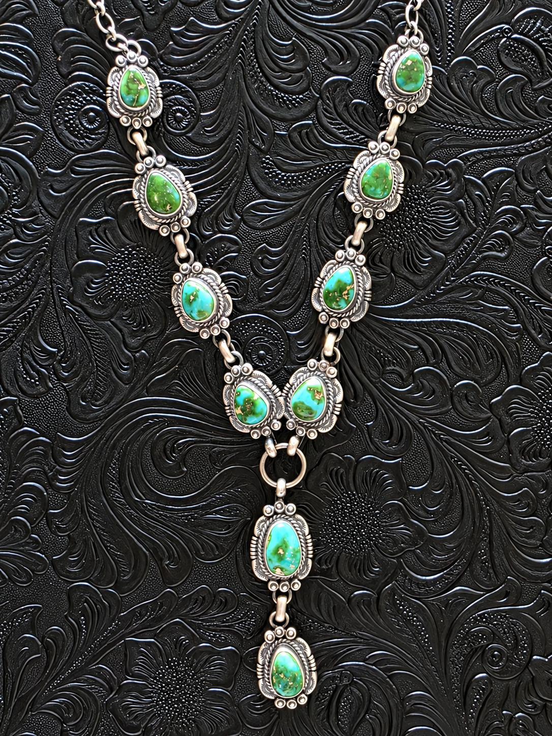 Melvin Frances Sonoran Gold Turquoise Lariat Necklace Set
