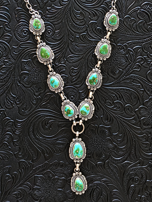 Melvin Francis Sonoran Gold Turquoise Lariat Necklace Set