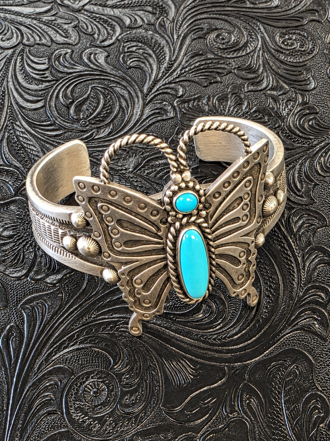 Herman Smith Kingman Turquoise Butterfly Cuff