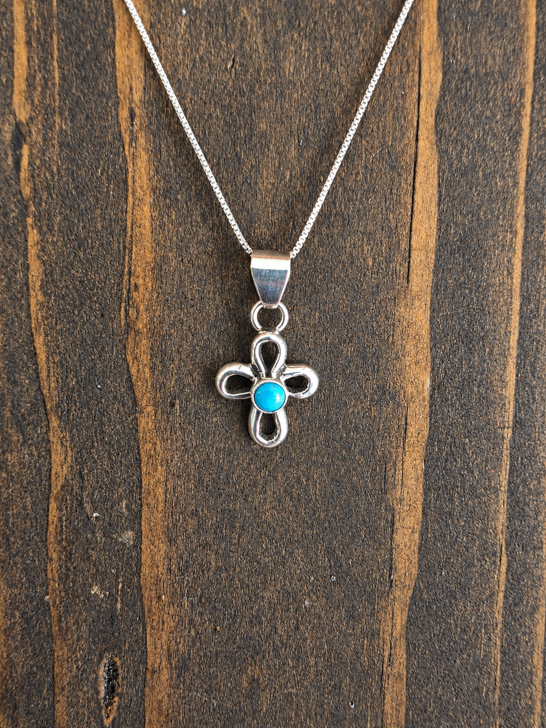 Petite Turquoise Cross Pendant Necklace
