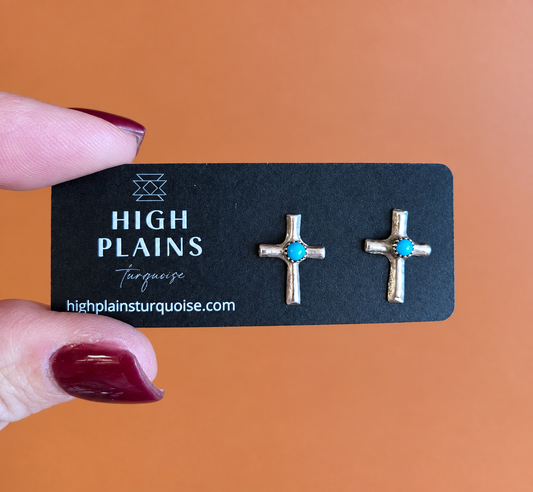 Turquoise Center Cross Stud Earrings