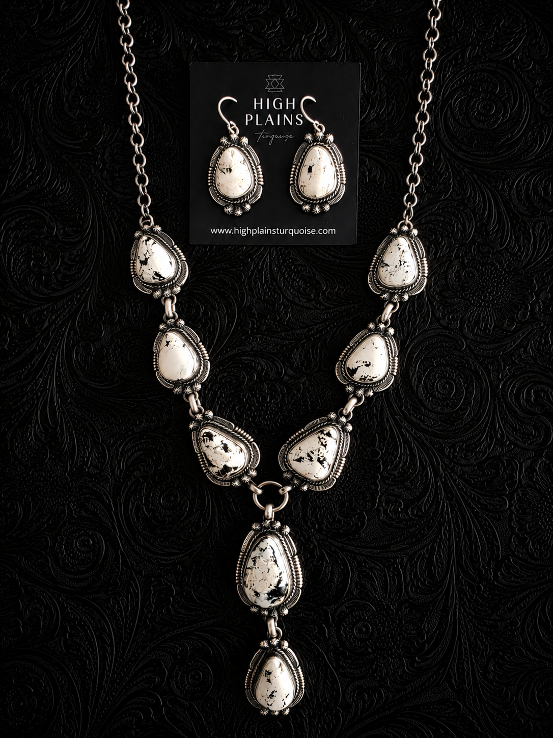 Melvin Francis White Buffalo Teardrop Lariat Set