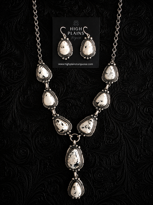 Melvin Francis White Buffalo Teardrop Lariat Set