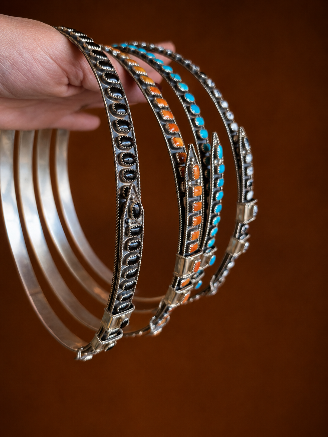 James Freeland Multi-Stone Sterling Silver Adjustable Hat Band