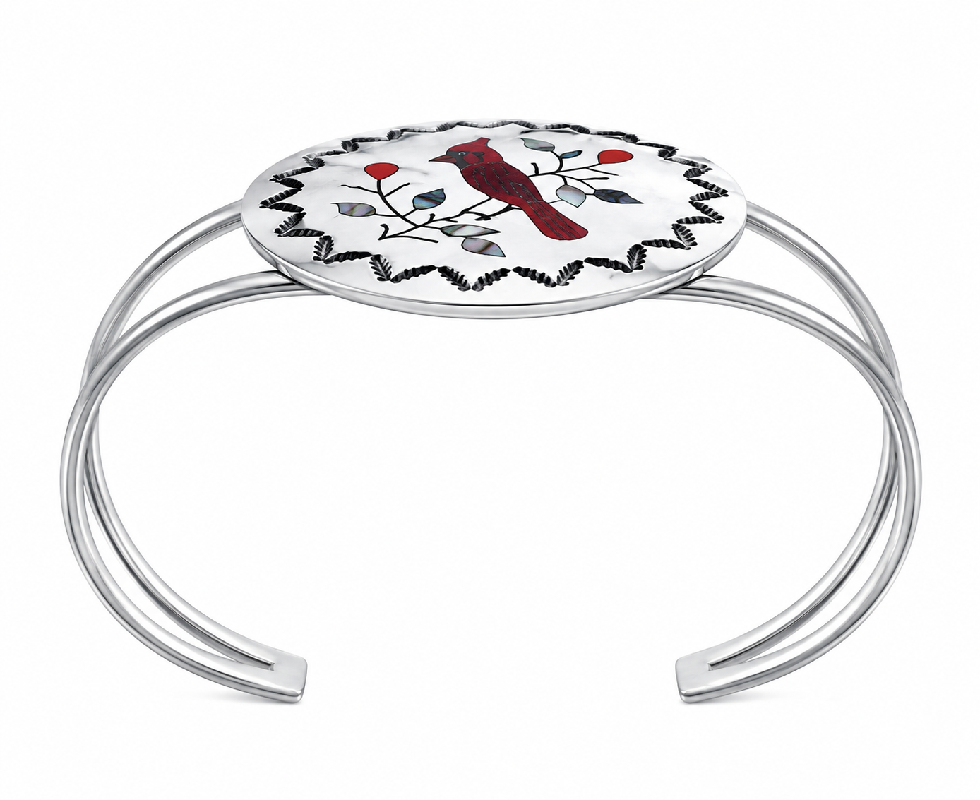 Raymond Boyd Red Cardinal Bird Inlay Cuff