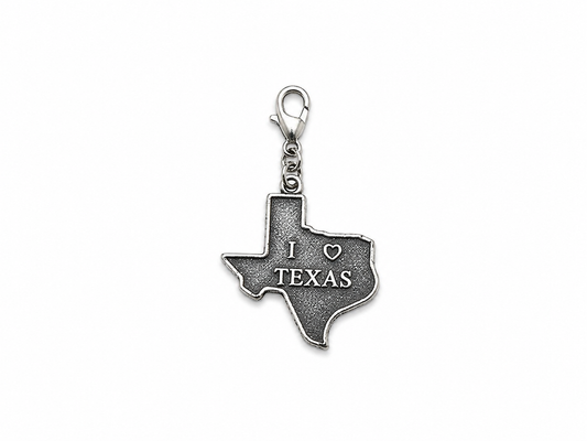 Sterling Silver I Love Texas Charm