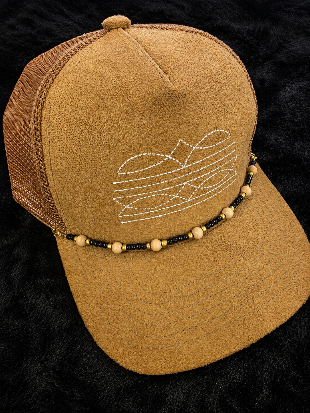Boot Stitch Beaded Trucker Hat