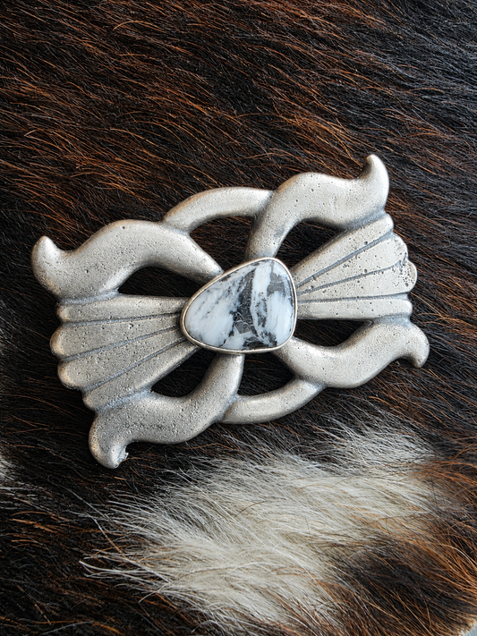 Sandcast Style White Buffalo Belt Buckle