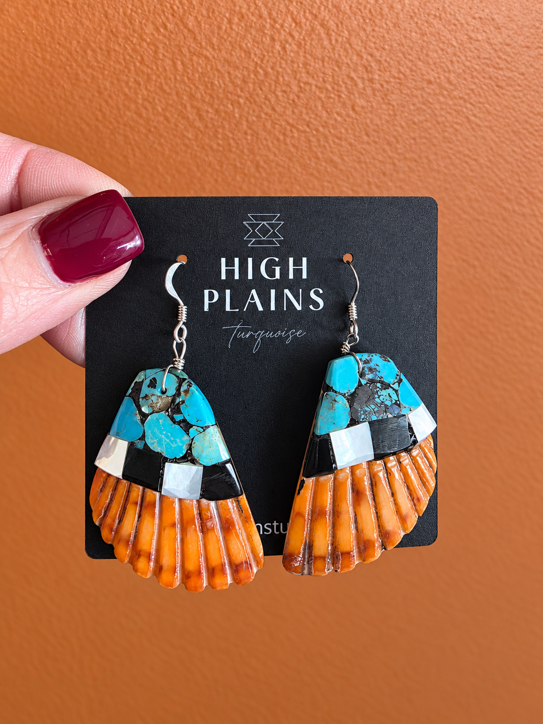 Santo Domingo Spiny Oyster Multi Stone Inlay Earrings