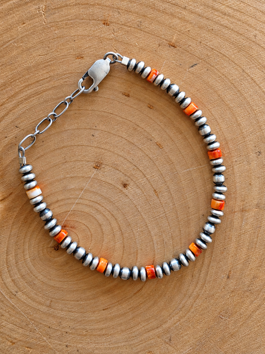 Spiny Splash Sterling Silver Multi Bead Bracelet